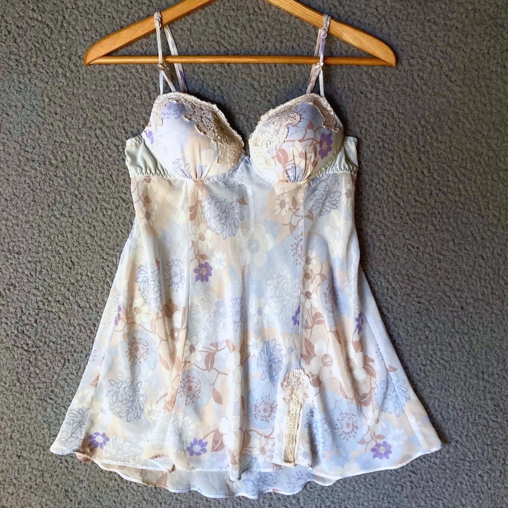 Vtg Intimo Donatella Lace Chemise Babydoll Nightie Lingerie Slip Top Women M 8